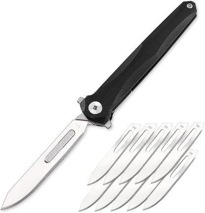 ViperFold Folding Scalpel Knife | Carbon Steel Blade | G10 Handle + 10 Blades