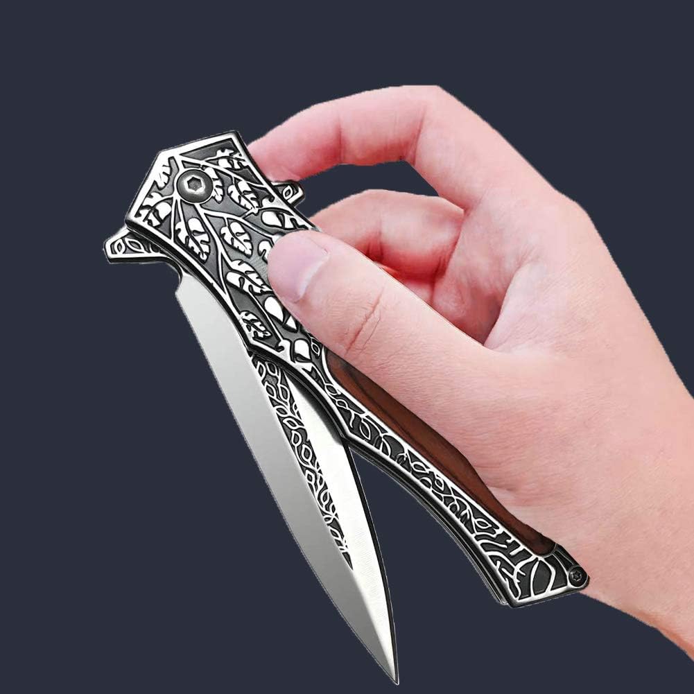 Pocket Knife Japanese Engraving One Hand Opening Liner Lock Stainless Steel EDC Collector