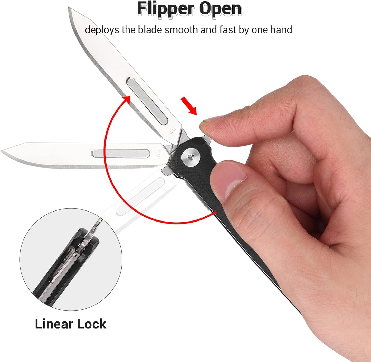 ViperFold Folding Scalpel Knife | Carbon Steel Blade | G10 Handle + 10 Blades