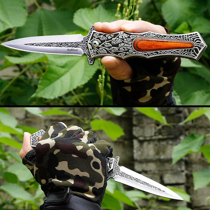 Pocket Knife Japanese Engraving One Hand Opening Liner Lock Stainless Steel EDC Collector