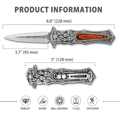 Pocket Knife Japanese Engraving One Hand Opening Liner Lock Stainless Steel EDC Collector