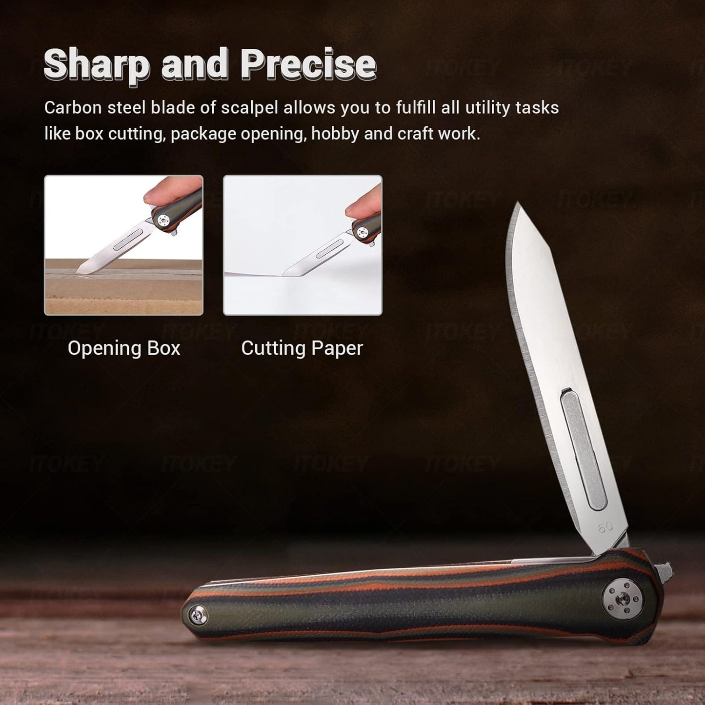 ViperFold Folding Scalpel Knife | Carbon Steel Blade | G10 Handle + 10 Blades