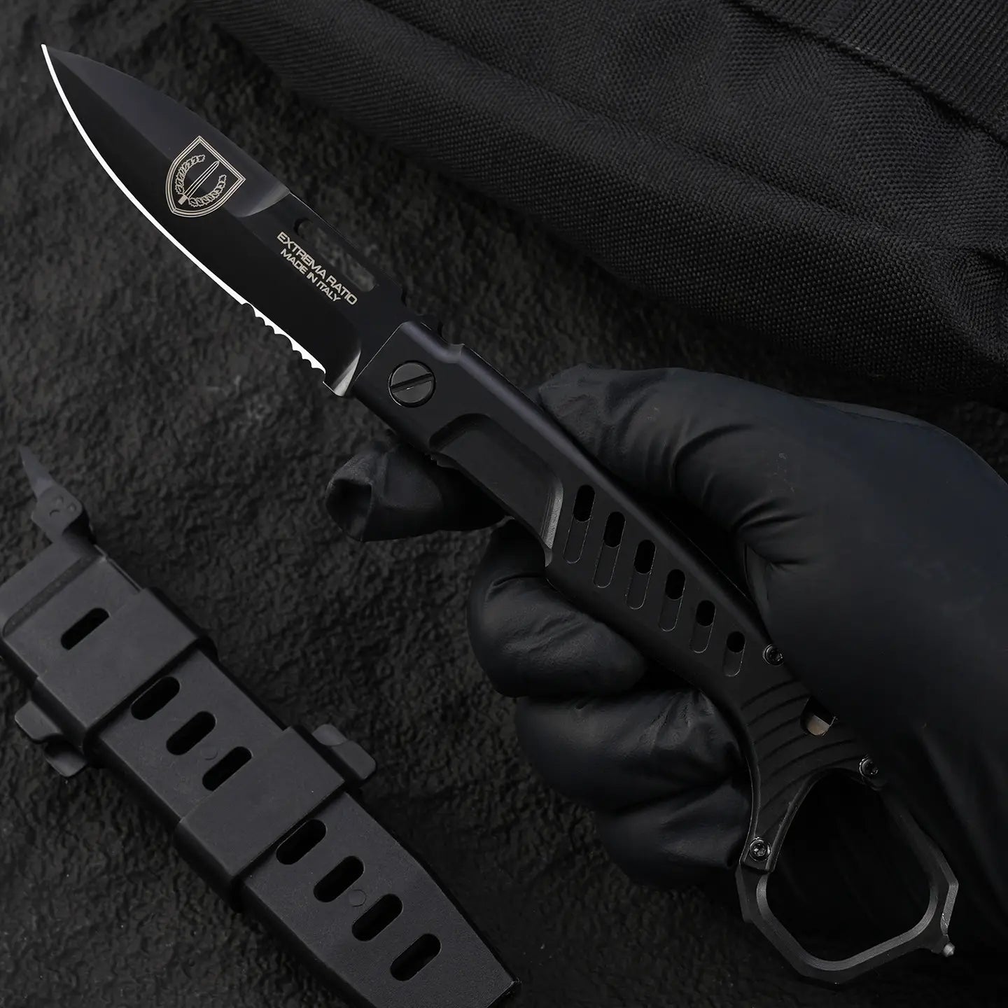 Folding Knife Tactical Knife N690C Steel Finger Ring Design Black Finish EDC Knife First Responder
