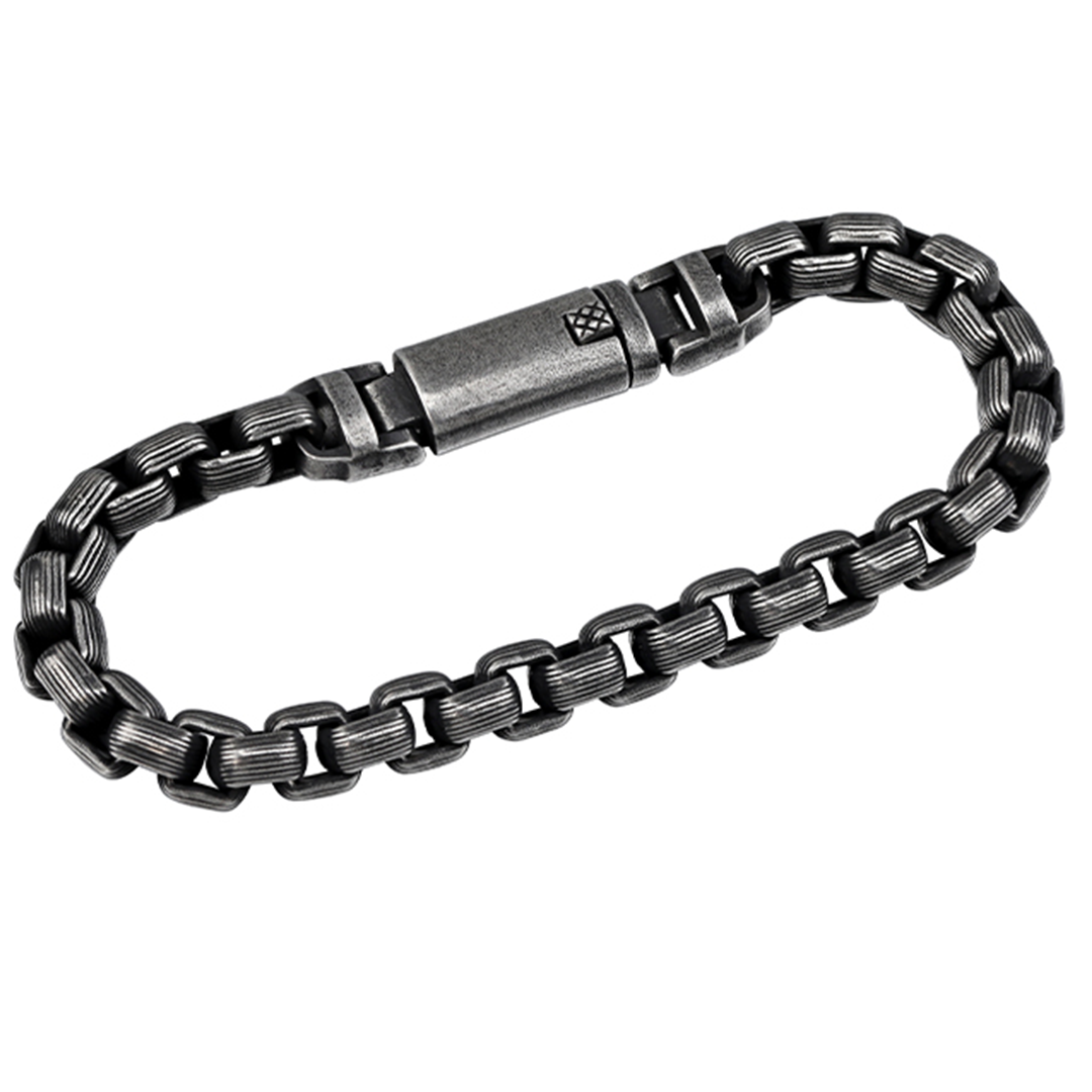 RustEdge Titanium Steel Industrial Punk Bracelet - Oxidized Finish