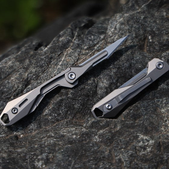 Titanium Scalpel Knife GR5 Micro Folding Replaceable Blade EDC TSA Compliant Travel