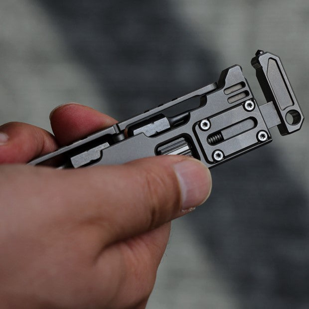 PryMax 2.0 Titanium All-in-1 Multi-Function Pry Bar - GR5 with 12 Tools & 5 Tritium Slots EDC