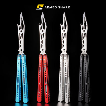 Butterfly Trainer Knife Armed Shark Pike - 7075 Aluminum Balisong Flipper Mirror Polish