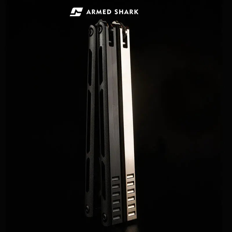 TC4 Titanium Balisong Trainer Knife - Armed Shark Tsunami DLC Butterfly Flipper