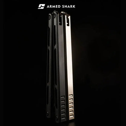 TC4 Titanium Balisong Trainer Knife - Armed Shark Tsunami DLC Butterfly Flipper