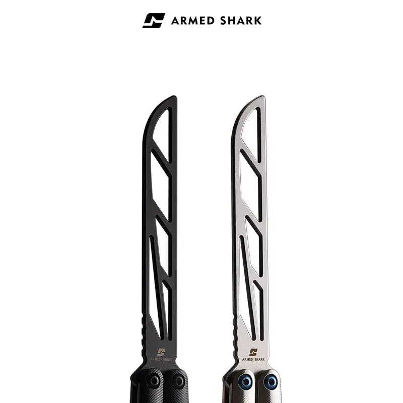TC4 Titanium Balisong Trainer Knife - Armed Shark Tsunami DLC Butterfly Flipper