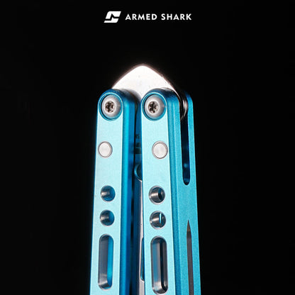 Butterfly Trainer Knife Armed Shark Pike - 7075 Aluminum Balisong Flipper Mirror Polish