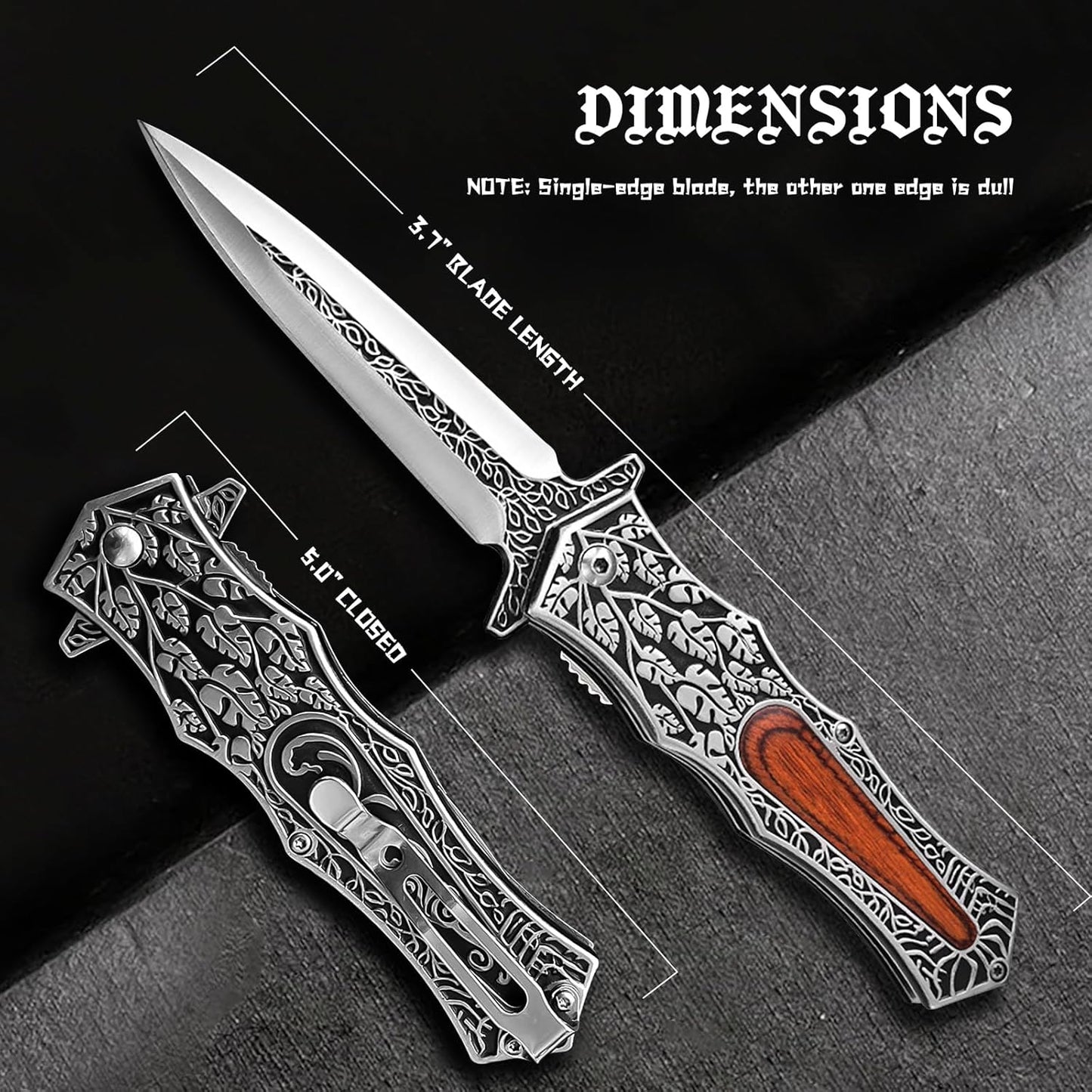 Pocket Knife Japanese Engraving One Hand Opening Liner Lock Stainless Steel EDC Collector