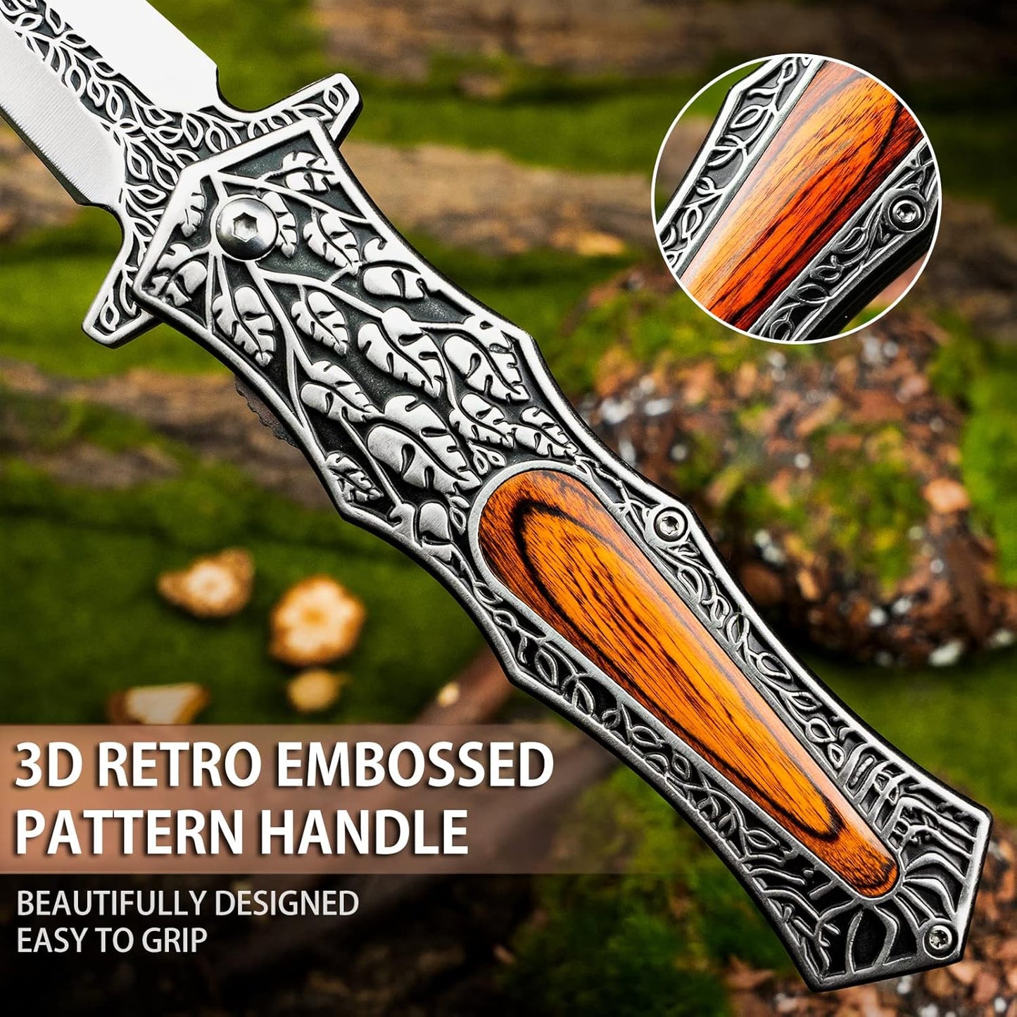 Pocket Knife Japanese Engraving One Hand Opening Liner Lock Stainless Steel EDC Collector