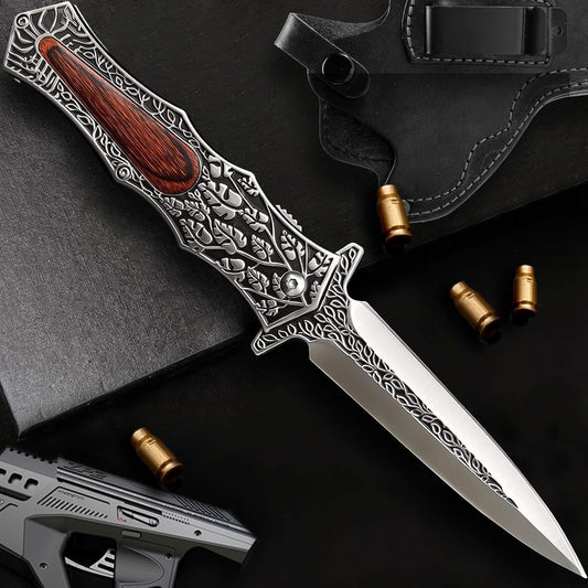 Pocket Knife Japanese Engraving One Hand Opening Liner Lock Stainless Steel EDC Collector