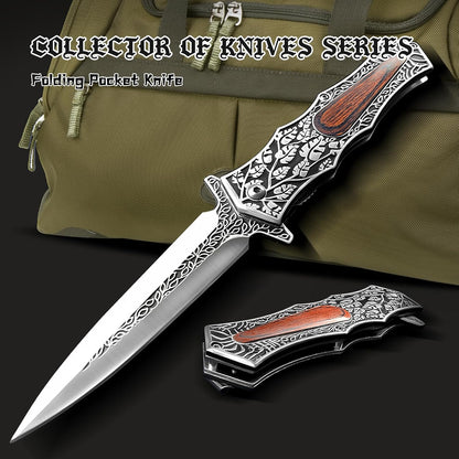 Pocket Knife Japanese Engraving One Hand Opening Liner Lock Stainless Steel EDC Collector