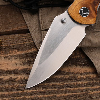 Enchantress VG10 Folding Knife - Stabilized Wood Titanium EDC