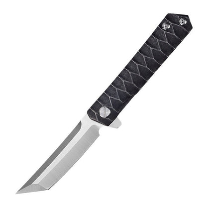 Damascus Folding Knife D2 Steel Tanto Blade Bearing System Pocket Clip EDC Camping