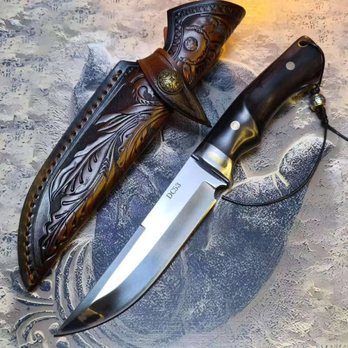 Fixed Blade Knife DC53 Steel Tactical Knife 61 HRC Ebony Handle Outdoor Survival Knife