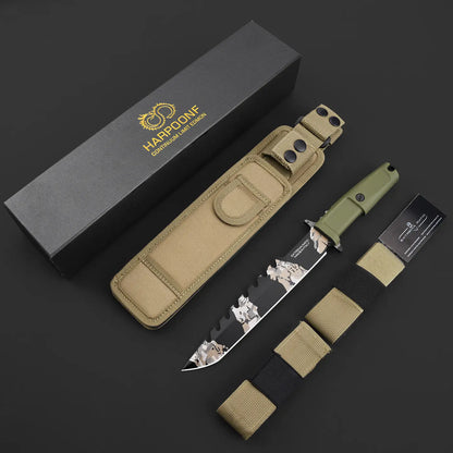 Fixed Blade Knife Tactical Knife N690Co Steel Tanto Tip Survival Spear Knife Bushcraft Hunting