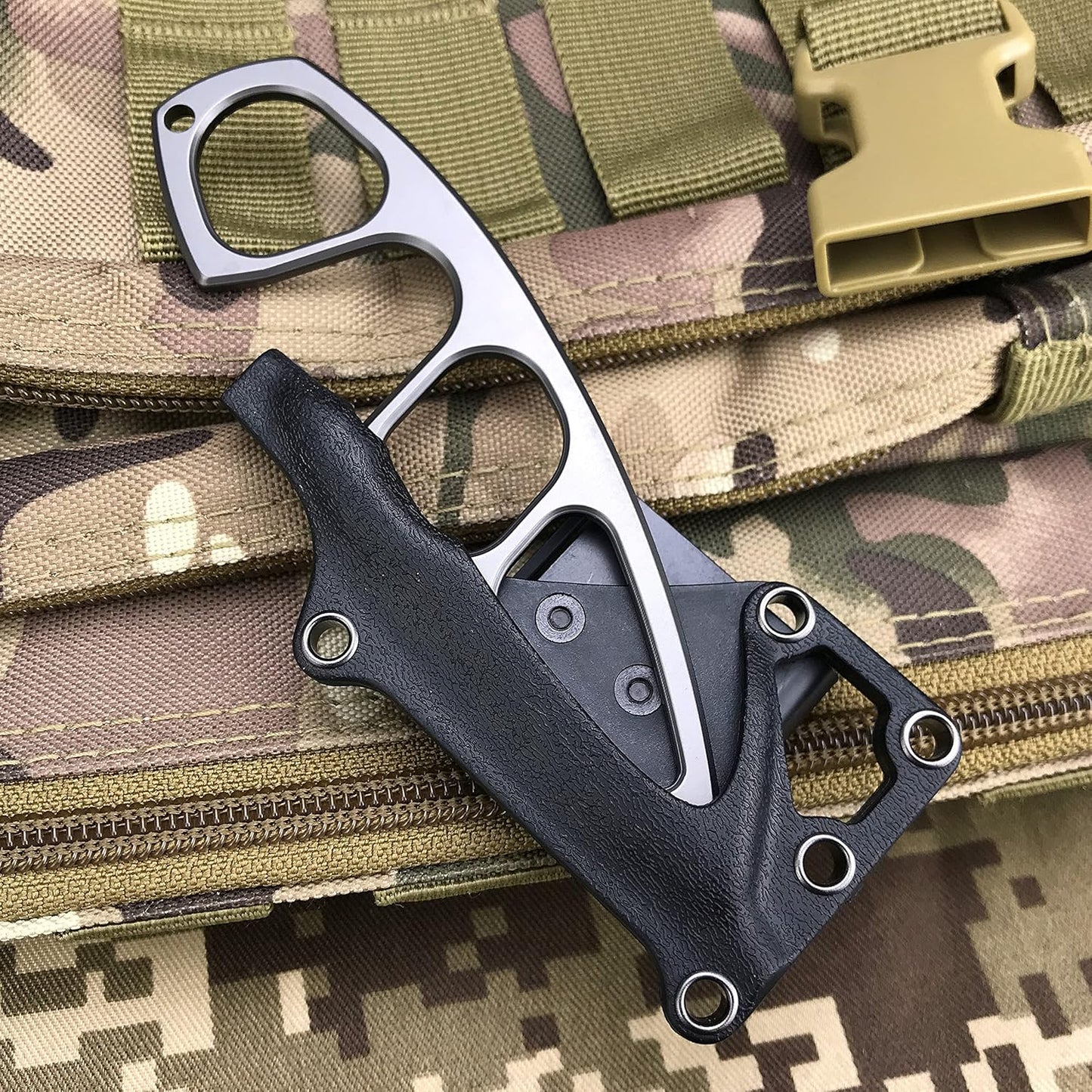 Fixed Blade Knife Camping Knife 440C Steel Titanium Oxide Coating Multi-Grip EDC Survival Knife