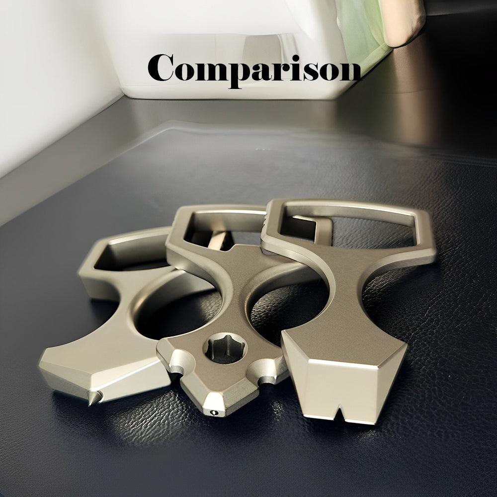 TC4 Titanium Alloy Multi-Tool Knuckle Ring - Bottle Opener Self Defense Spike