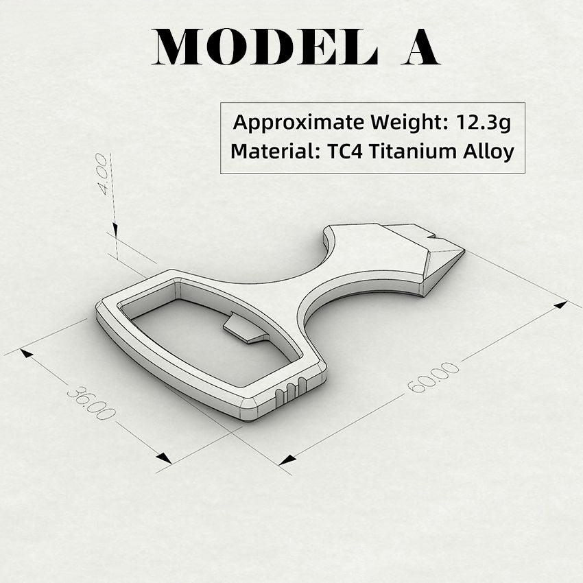 TC4 Titanium Alloy Multi-Tool Knuckle Ring - Bottle Opener Self Defense Spike