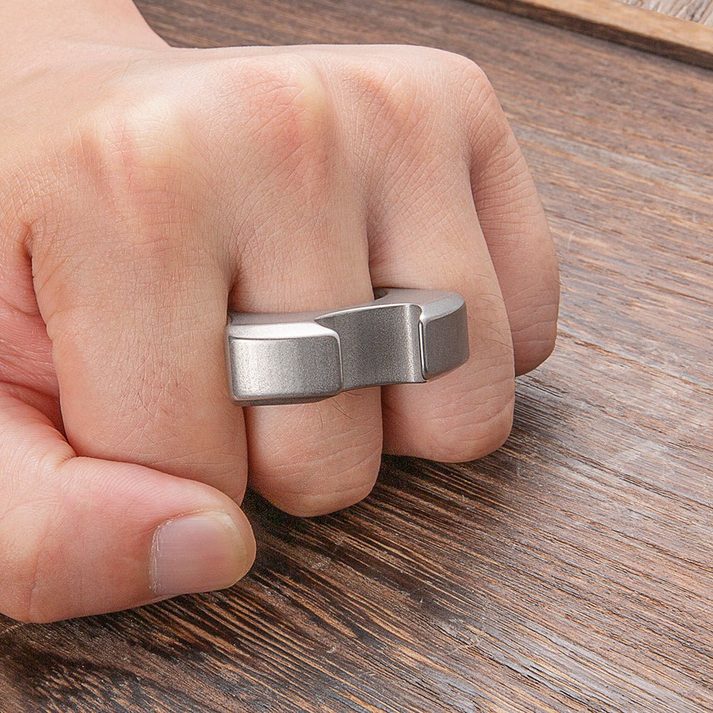 TC21 Titanium Compact Bottle Opener Knuckle Ring - Stonewash Lightweight 66g