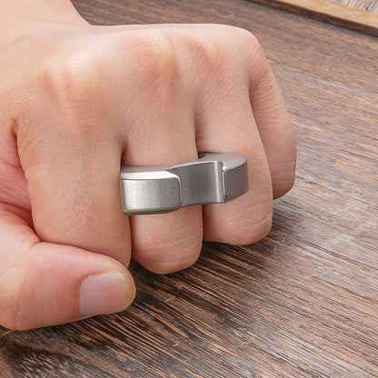 TC21 Titanium Compact Bottle Opener Knuckle Ring - Stonewash Lightweight 66g