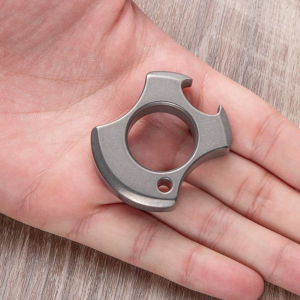TC21 Titanium Compact Bottle Opener Knuckle Ring - Stonewash Lightweight 66g