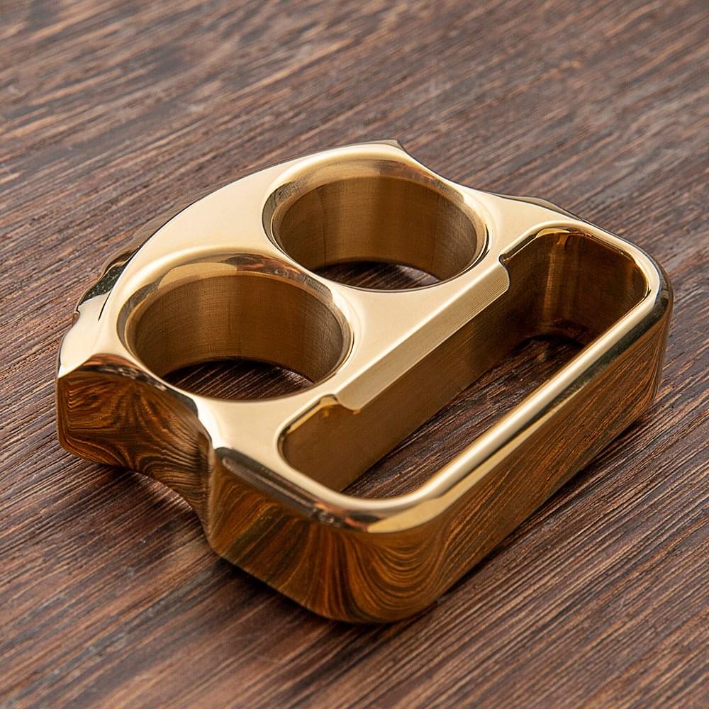 Brass Two Finger Knuckles - 18mm Ultra Thick Bottle Opener Brush Finish