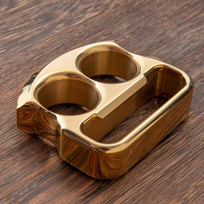 Brass Two Finger Knuckles - 18mm Ultra Thick Bottle Opener Brush Finish