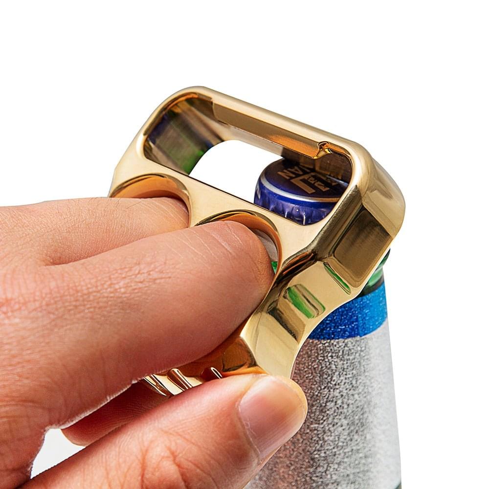 Brass Two Finger Knuckles - 18mm Ultra Thick Bottle Opener Brush Finish