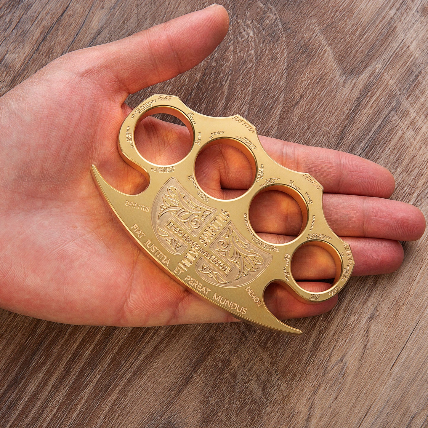 Brass Knuckles - Four Finger Constantine Holy Spiritus Design Heavy Duty