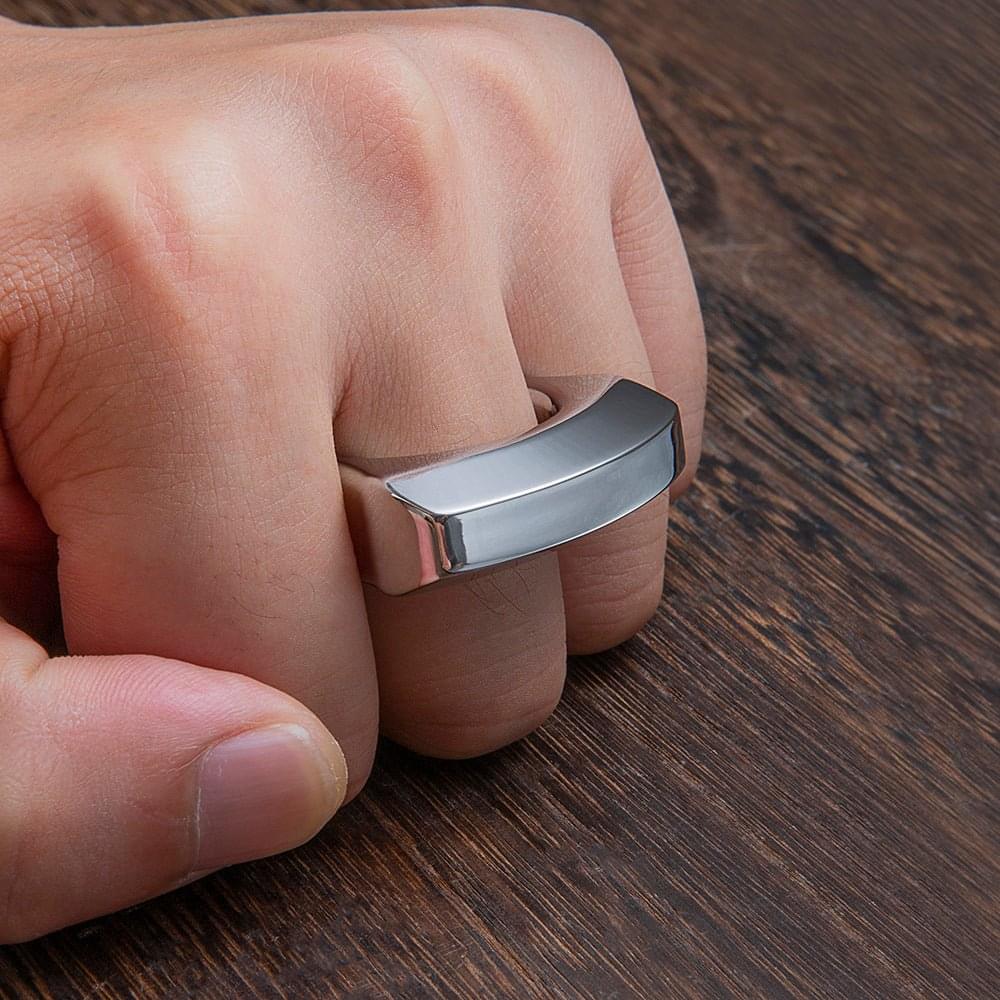 304 Stainless Steel Single Finger Ring - 12mm Thick Bottle Opener Multi-Tool