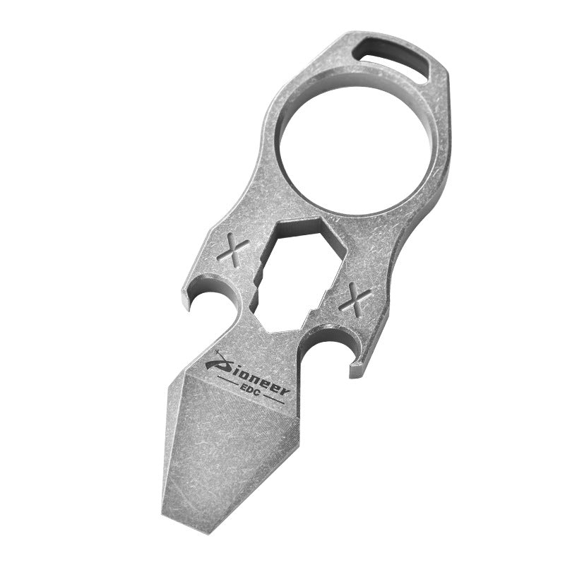 TC4 Titanium Multi-Tool Keychain with Knuckle Ring - 6-in-1 EDC 31g