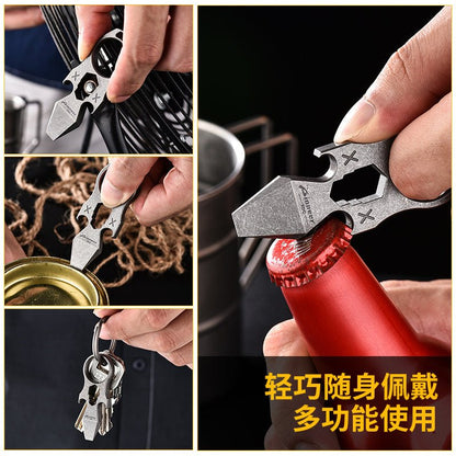 TC4 Titanium Multi-Tool Keychain with Knuckle Ring - 6-in-1 EDC 31g