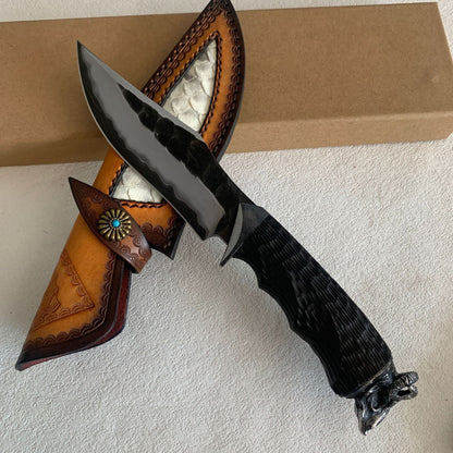 Damascus Fixed Blade Hand Forged Sanmai VG10 Core Ebony Handle Tactical Survival Collector