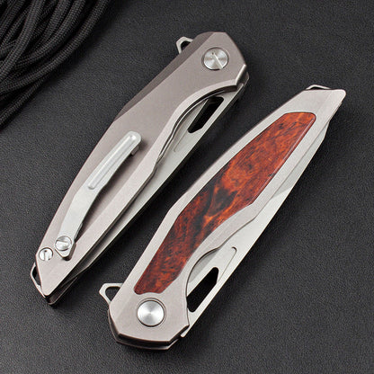 Razor-Edge Bear Claw D2 Steel Folding Knife - Carbon Fiber & Rosewood Options