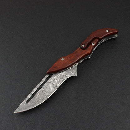 Folding Knife Damascus Steel Pocket Knife Mechanical Lock Camping Knife EDC Collector Knife