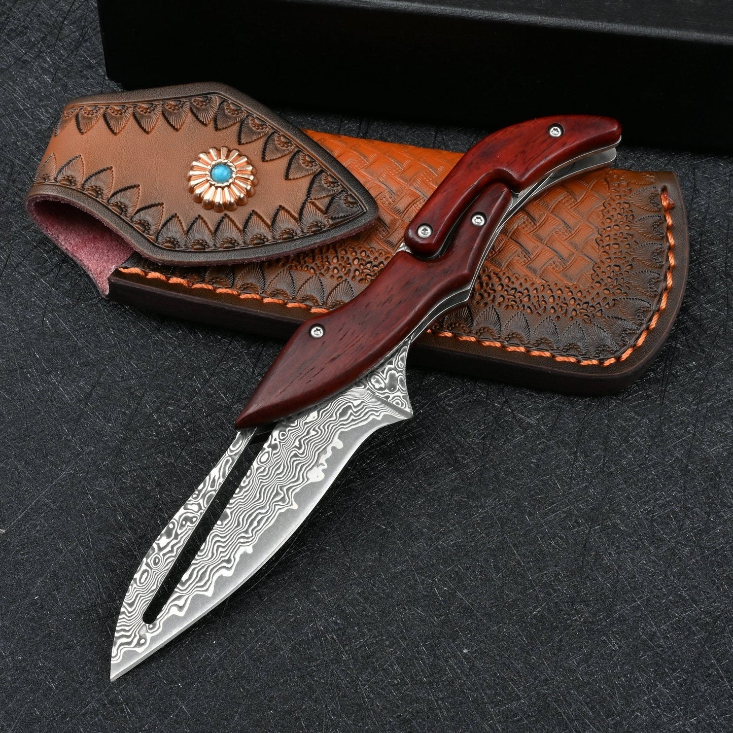 Folding Knife Damascus Steel Pocket Knife Mechanical Lock Camping Knife EDC Collector Knife
