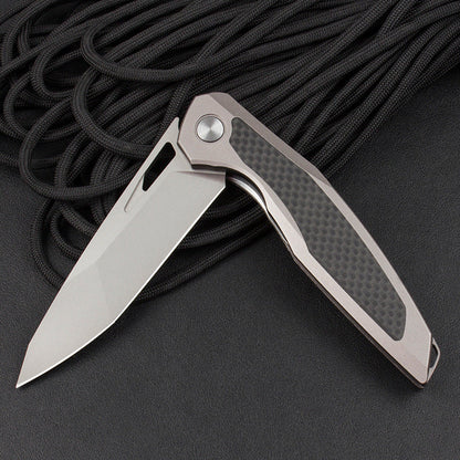 Razor-Edge Bear Claw D2 Steel Folding Knife - Carbon Fiber & Rosewood Options