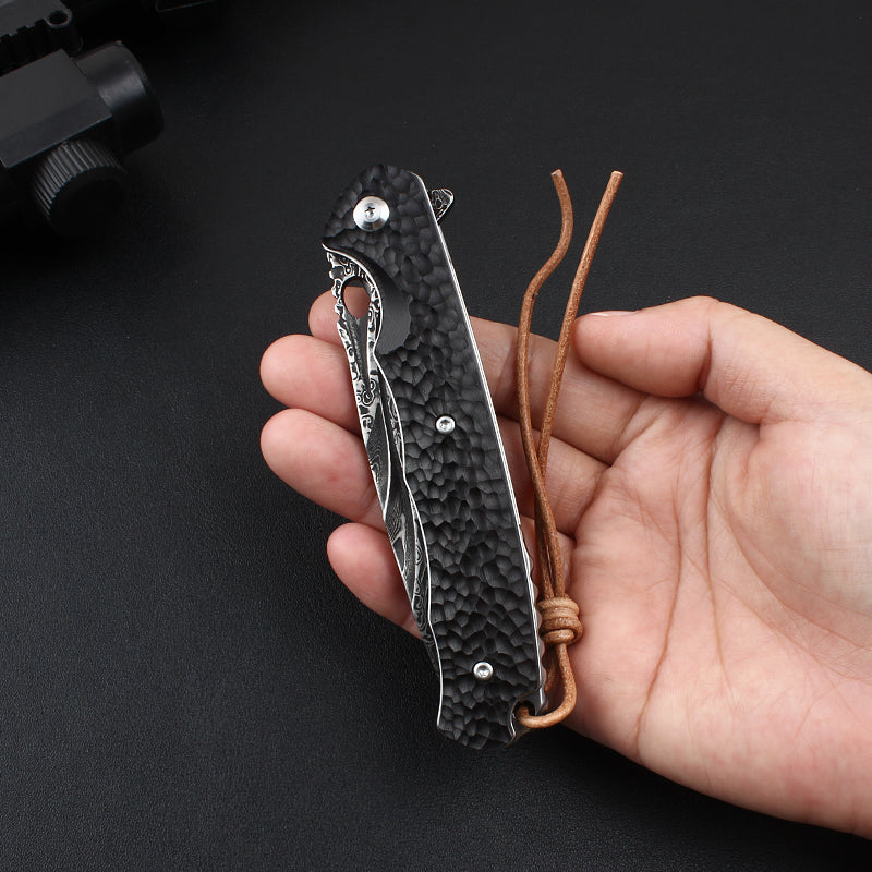 Damascus Folding Knife VG10 Ebony Handle Artisan EDC Collector Outdoor Pocket Knife