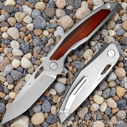 Razor-Edge Bear Claw D2 Steel Folding Knife - Carbon Fiber & Rosewood Options