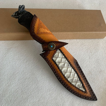 Damascus Fixed Blade Hand Forged Sanmai VG10 Core Ebony Handle Tactical Survival Collector