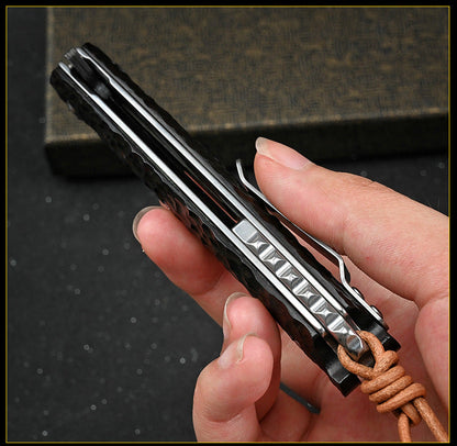 Damascus Folding Knife VG10 Ebony Handle Artisan EDC Collector Outdoor Pocket Knife
