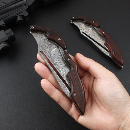 Folding Knife Damascus Steel Pocket Knife Mechanical Lock Camping Knife EDC Collector Knife