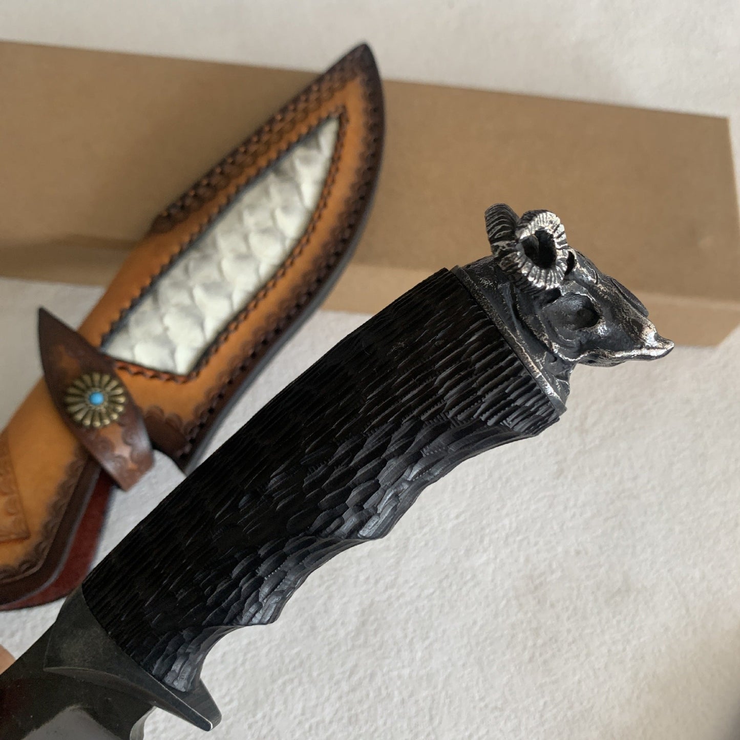 Damascus Fixed Blade Hand Forged Sanmai VG10 Core Ebony Handle Tactical Survival Collector