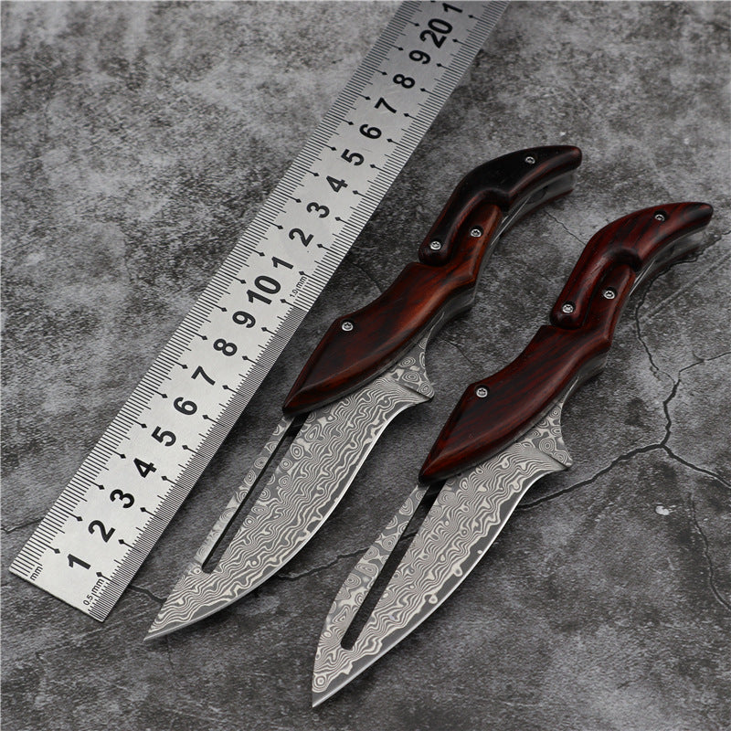 Folding Knife Damascus Steel Pocket Knife Mechanical Lock Camping Knife EDC Collector Knife