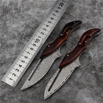 Folding Knife Damascus Steel Pocket Knife Mechanical Lock Camping Knife EDC Collector Knife