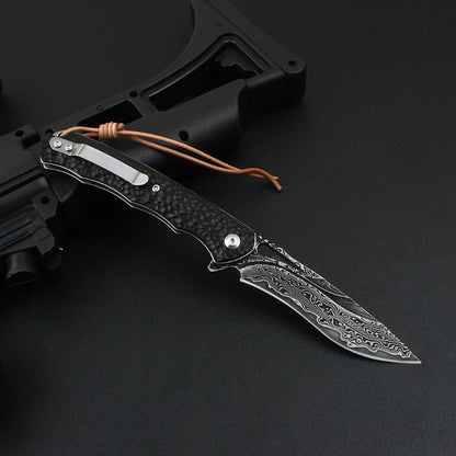 Damascus Folding Knife VG10 Ebony Handle Artisan EDC Collector Outdoor Pocket Knife
